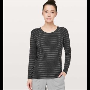 lululemon athletica Black Striped Long Sleeve Top size 6